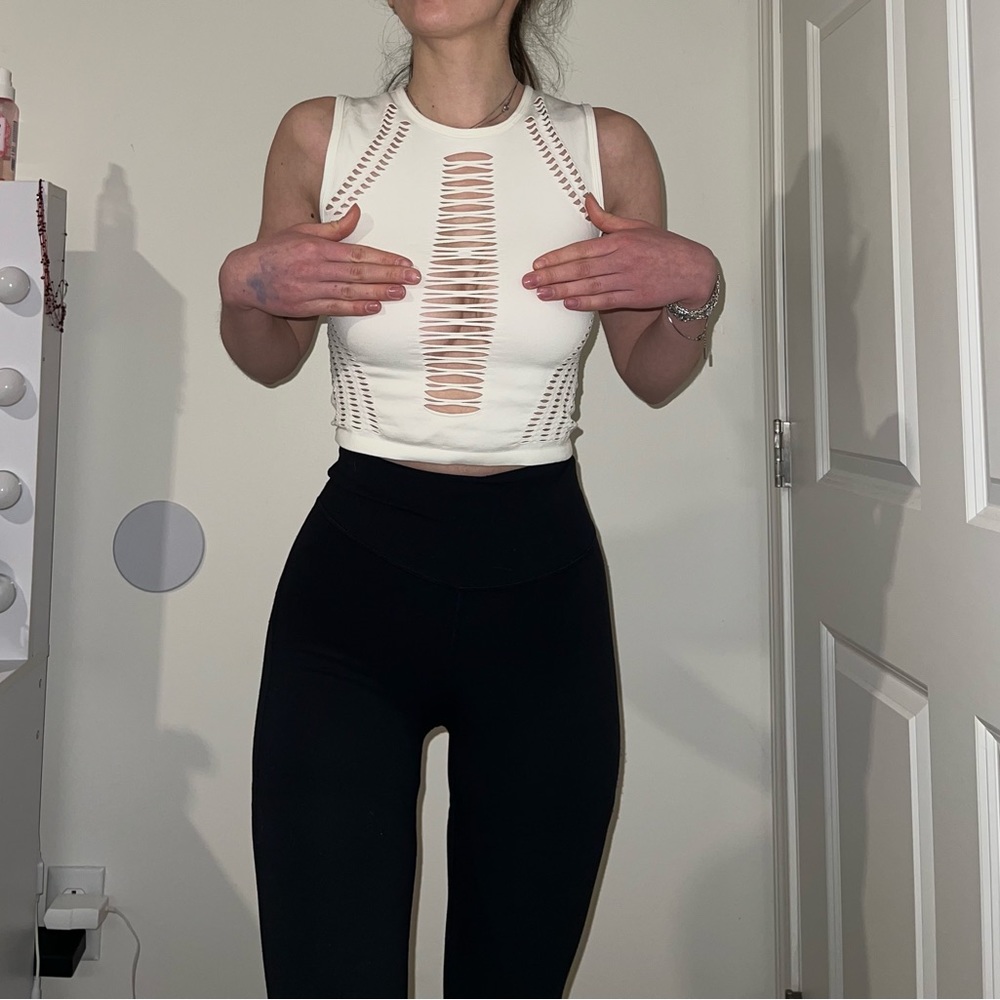 small white urban outfitters cutout tank top